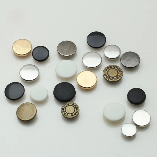 Botones de caña de mezclilla de metal personalizados con logotipo en relieve de nueva moda